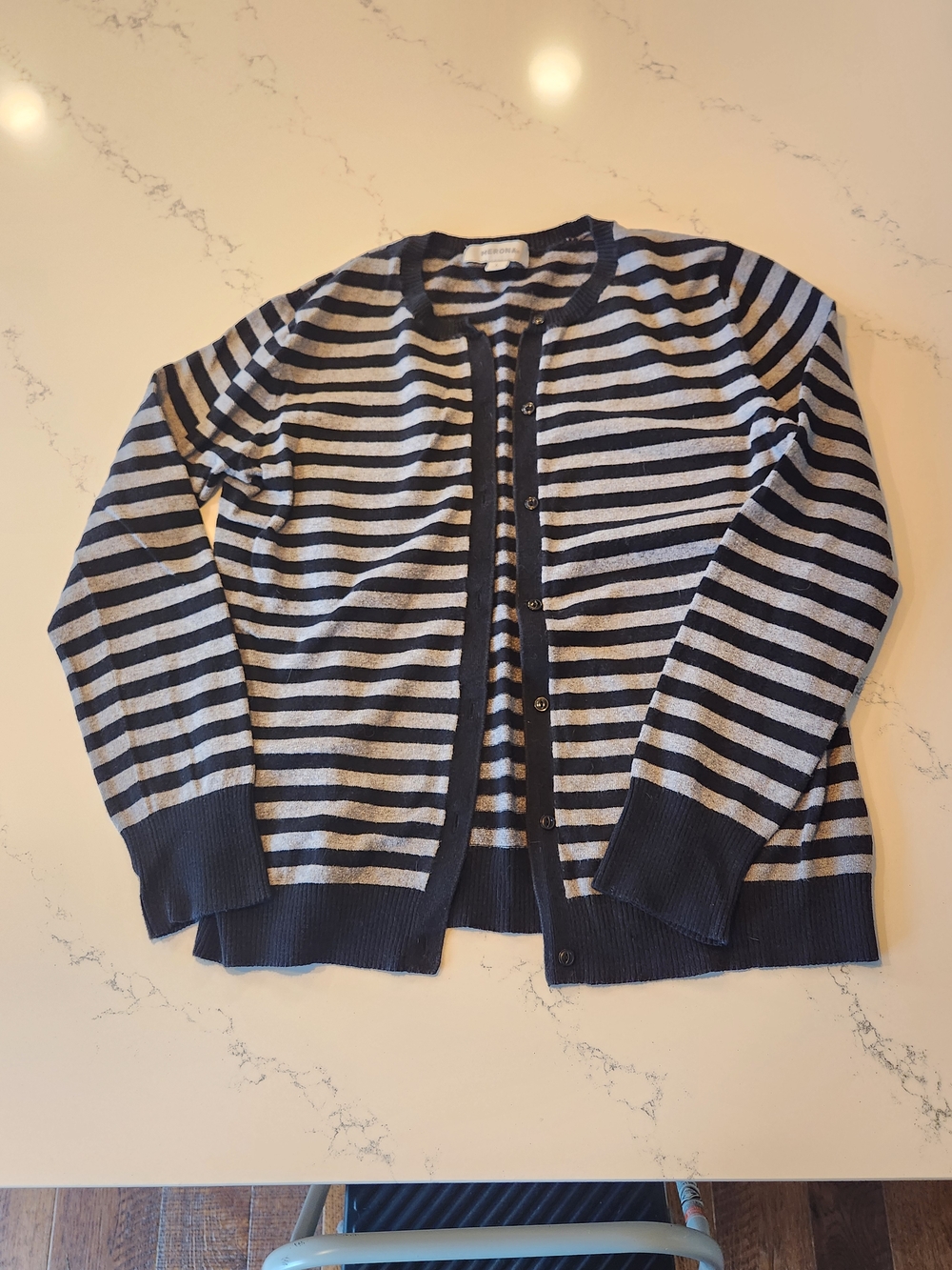 Merona Black and Gray Striped Button-Up Cardigan